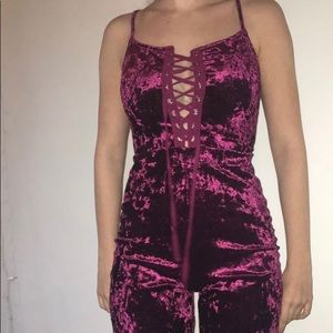 Crushed velvet jumpsuit